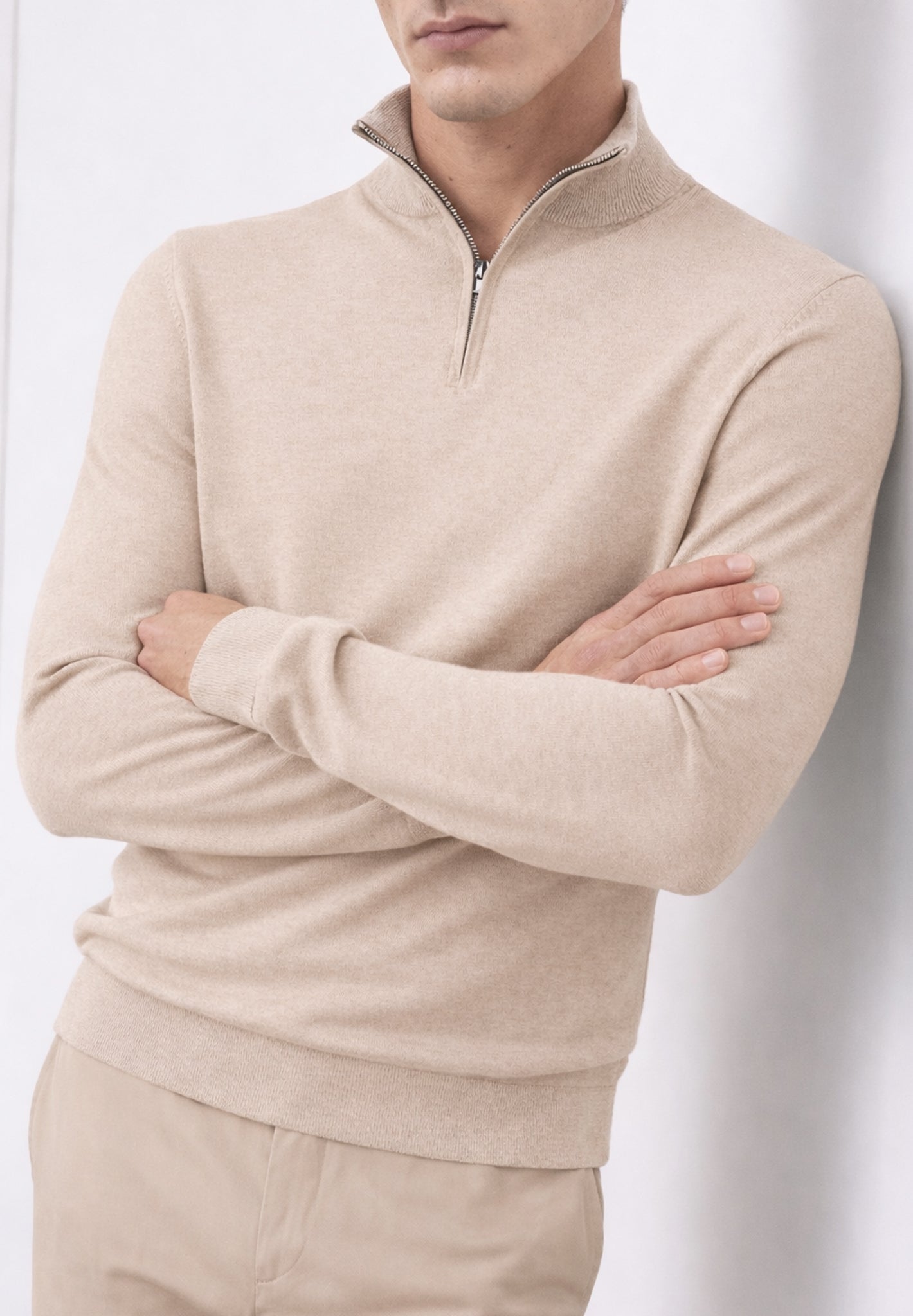 Beige Luxury 1/4 Zip Jumper