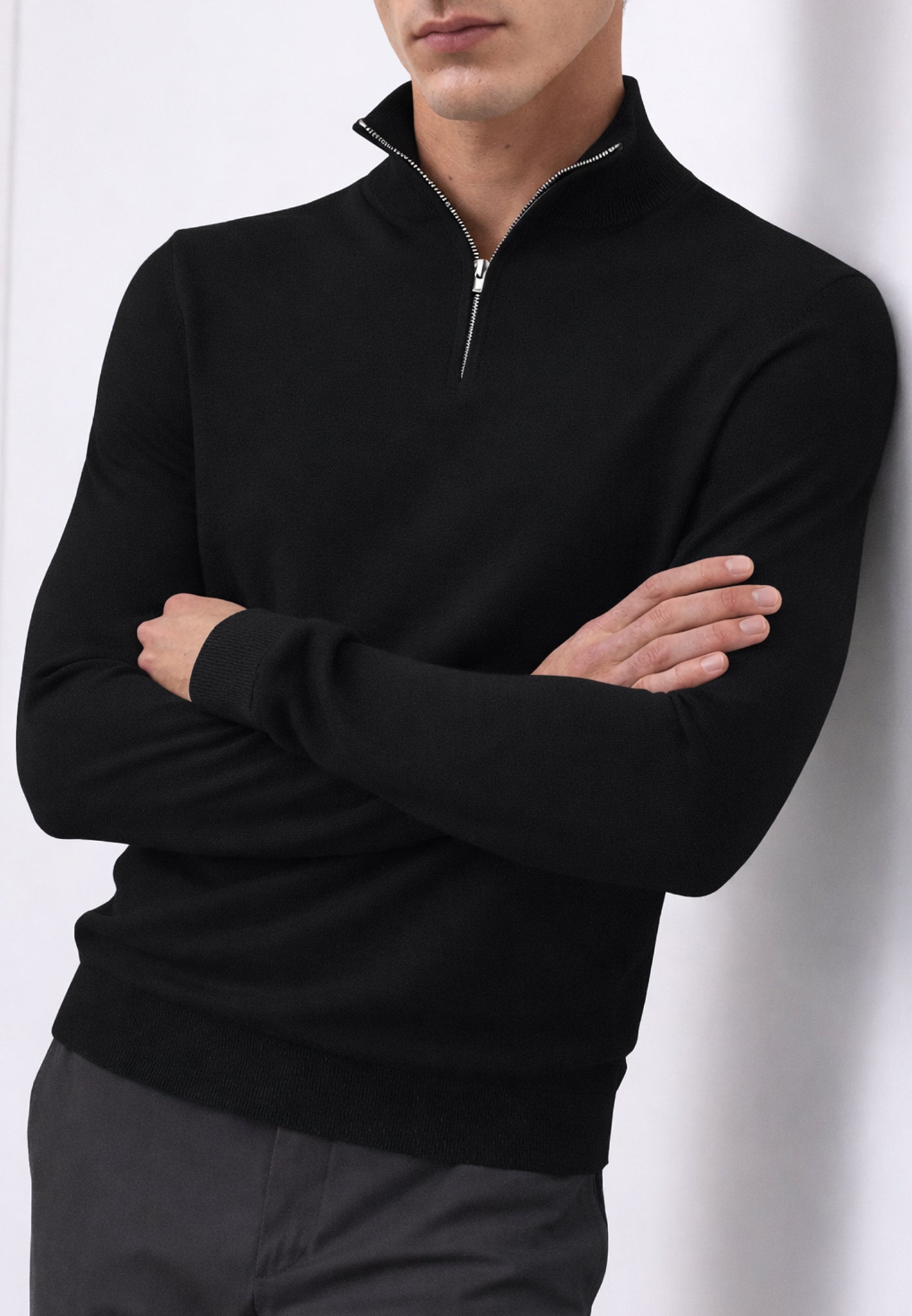 Black Luxury 1/4 Zip Jumper