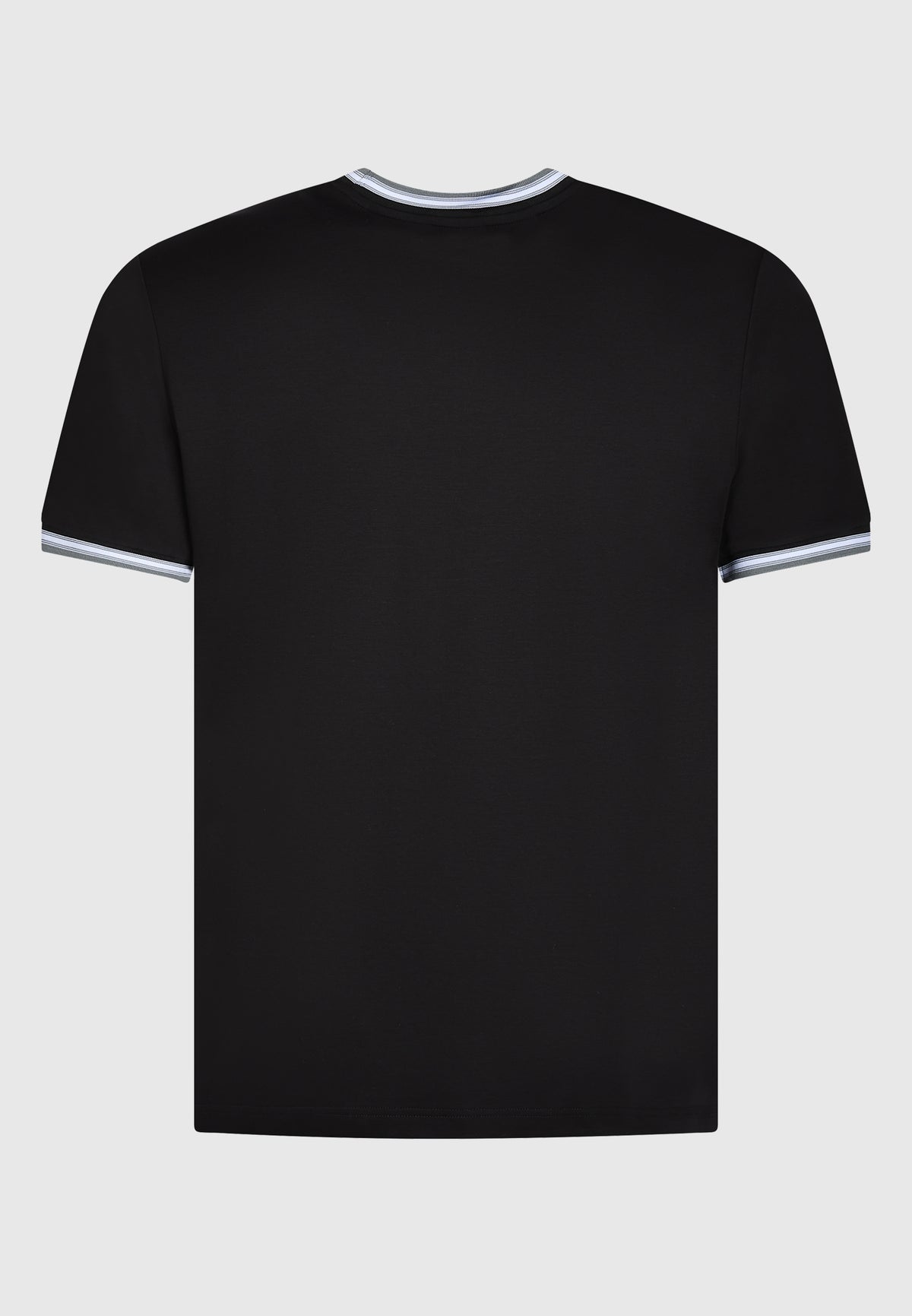 Black/Grey Contrast Rib Luxury Mercerised T-Shirt
