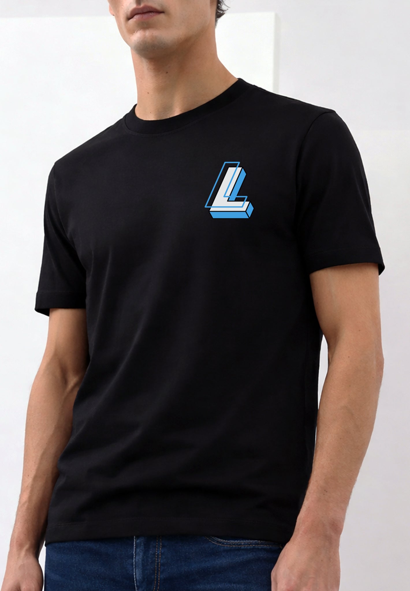 'L' Logo Black Luxe T-Shirt