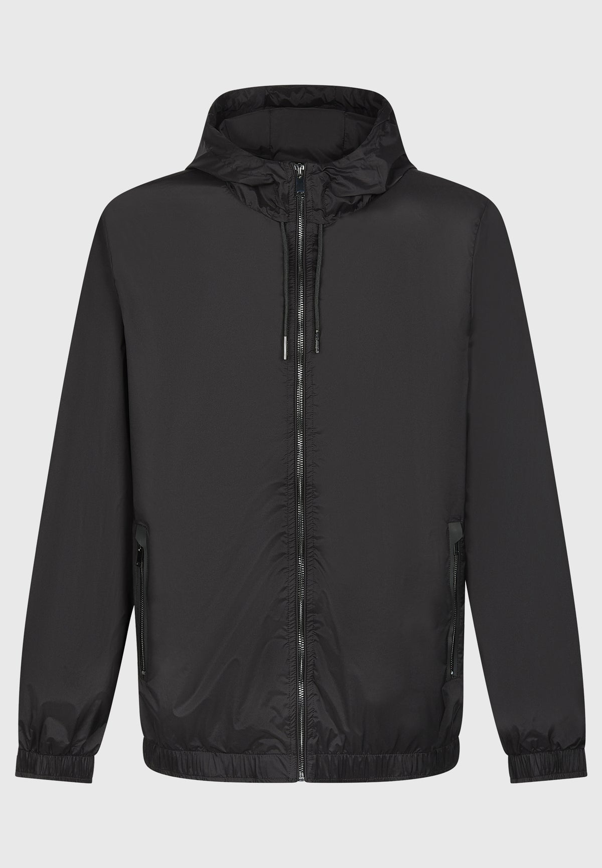 Black Luxury Hooded Windbreaker