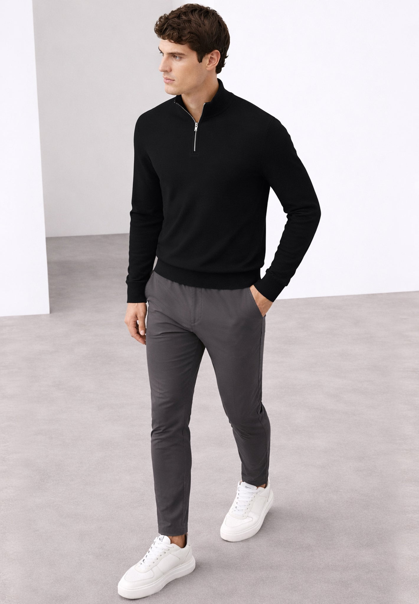 Black Luxury 1/4 Zip Jumper