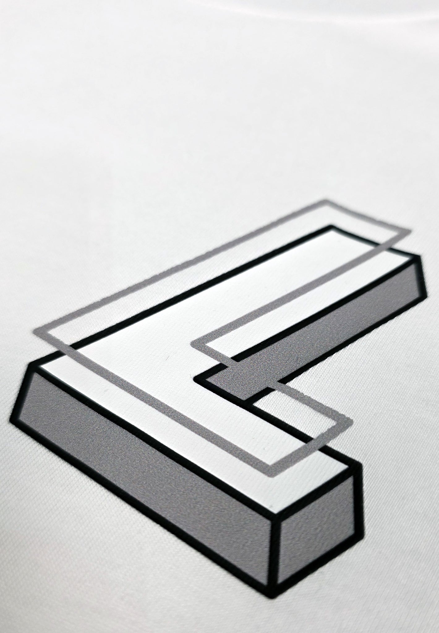 Grey 'L' Logo White Luxe T-Shirt