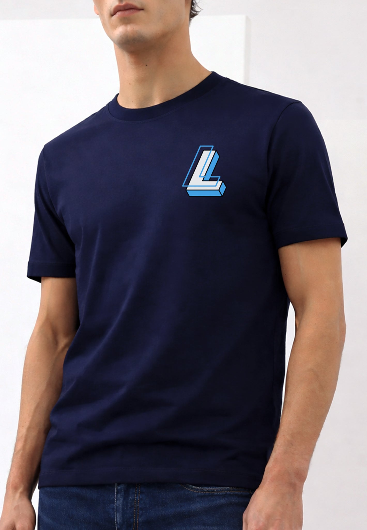 'L' Logo Navy Luxe T-Shirt