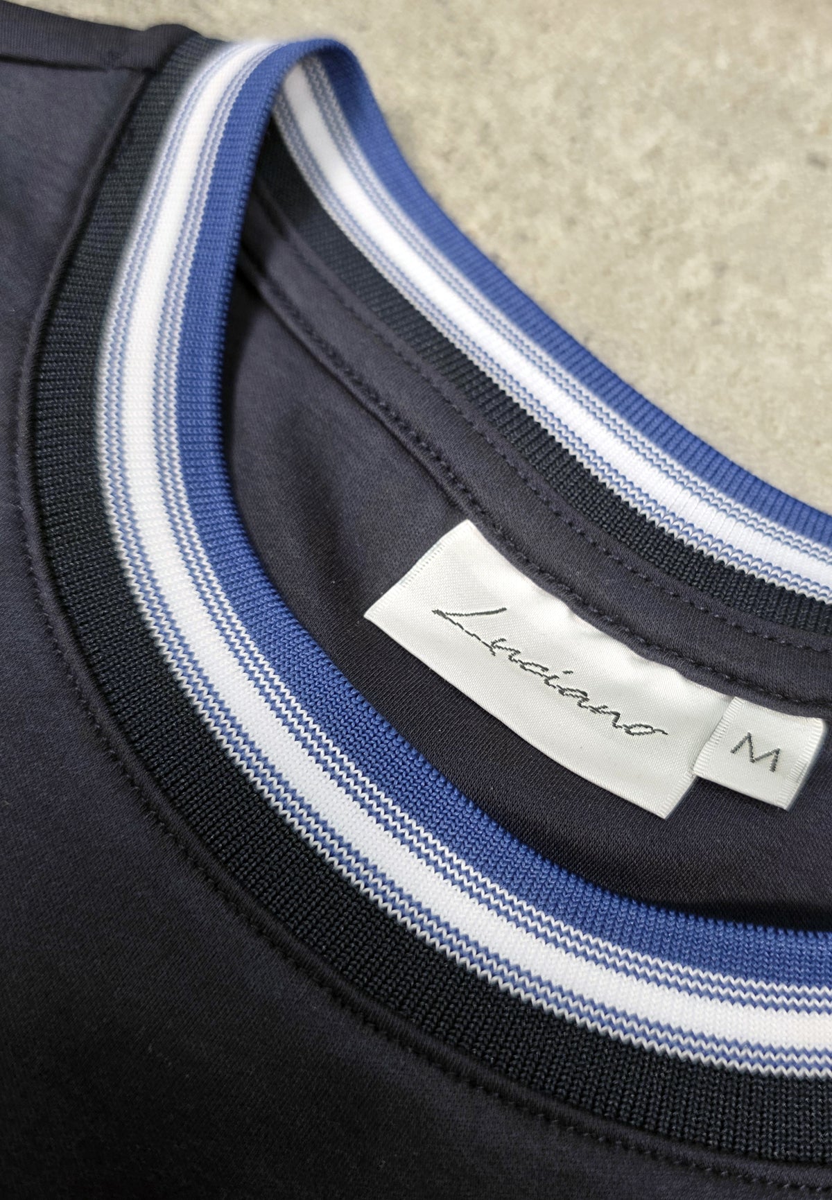 Navy/Blue Contrast Rib Luxury Mercerised T-Shirt