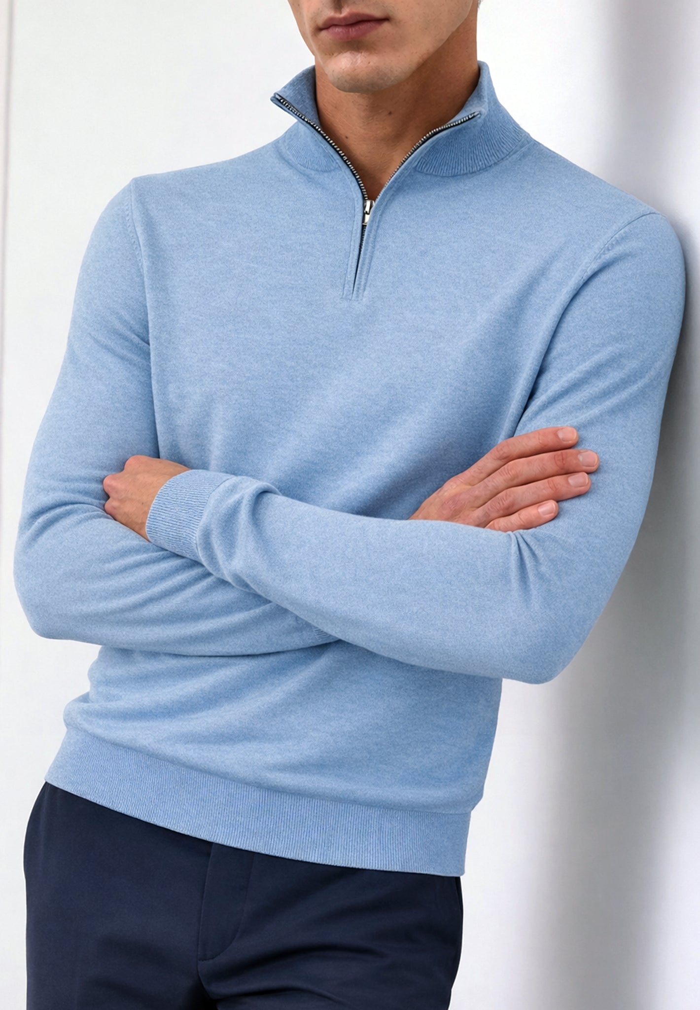 Steel Blue Luxury 1/4 Zip Jumper