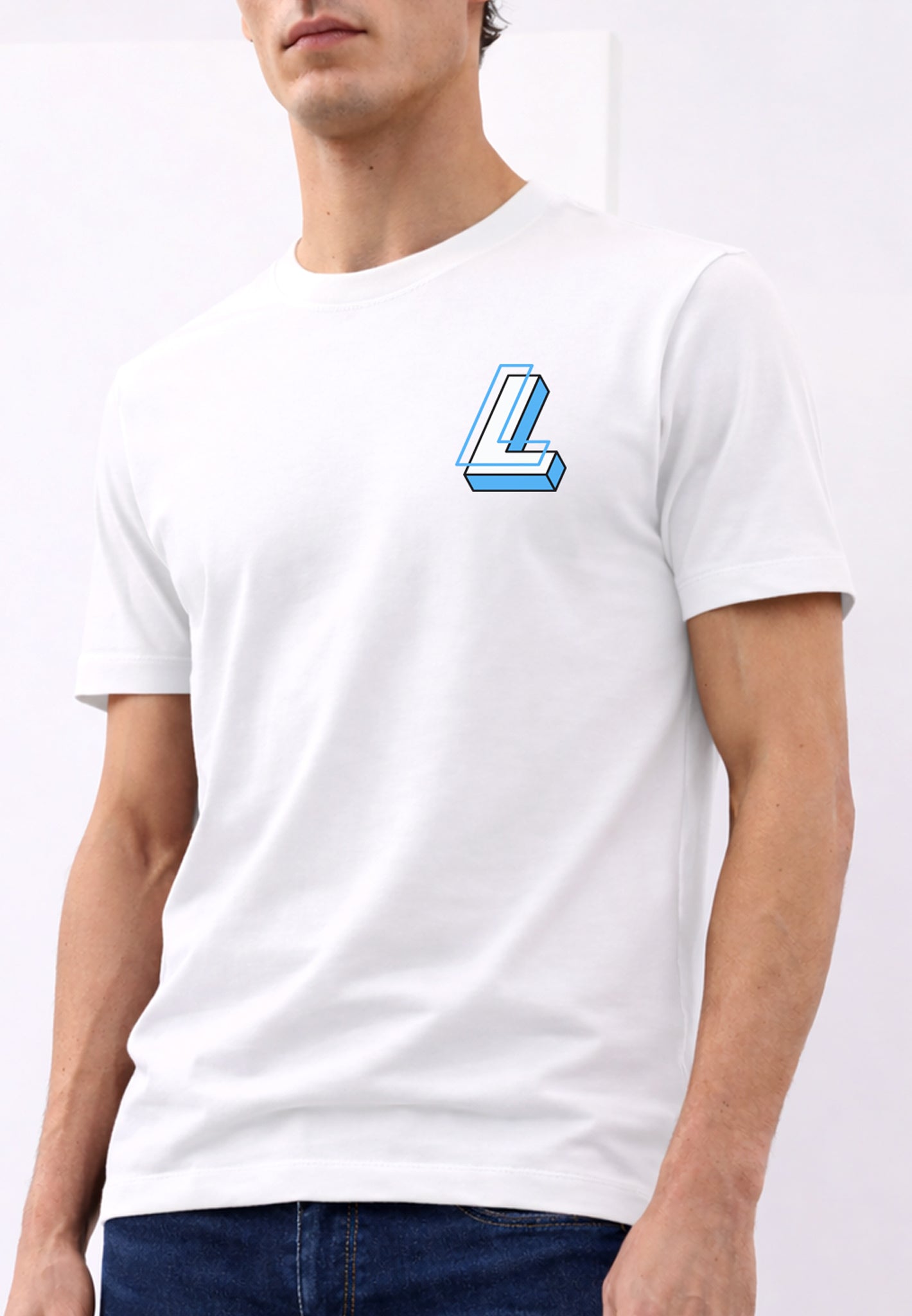 'L' Logo White Luxe T-Shirt