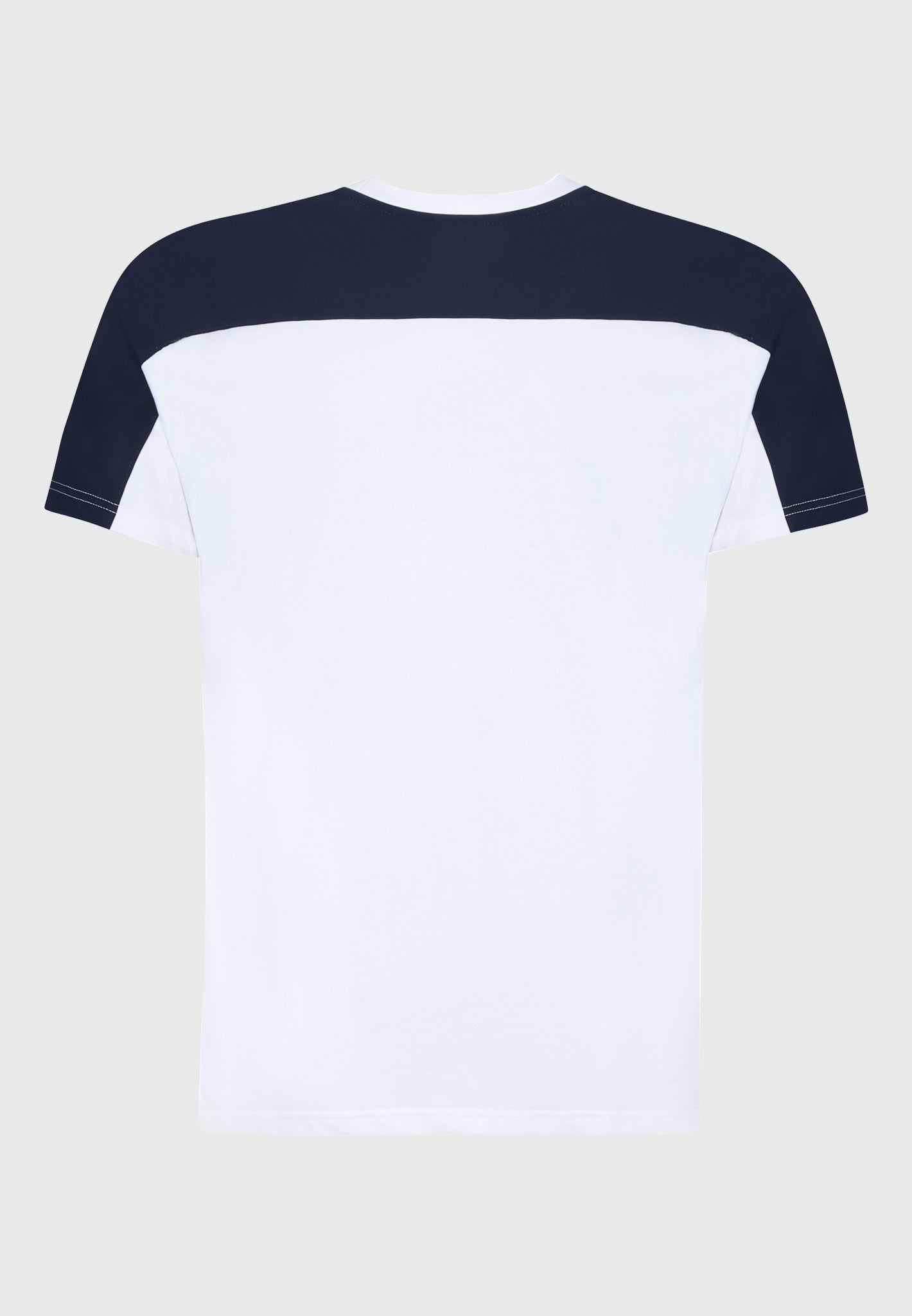 White Luxe T-Shirt/Navy Nylon Shoulder